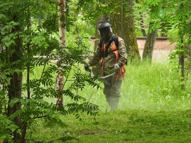 К большой радости горожан продолжается активный покос травы на общественных территориях